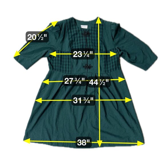 Vintage Dress Green Plaid 1990s Knot Accent Lady Dorby Plus Size Retro Mom Style - Picture 8 of 8